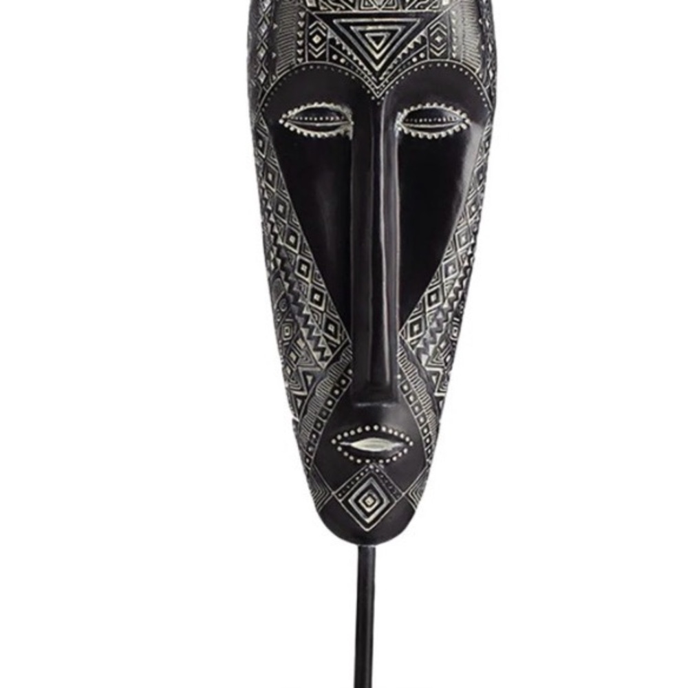 Artisan Black Tribal Face Mask Sculpture - Unbranded